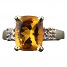 3.00ctw, 14k yellow gold, genuine diamond, citrine, statement, fashion ring