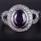 Gold filled, 14k overlay, 3 TCW purple amethyst, pavé white topaz, fashion ring