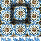 KENZA DESIGN ACCENT TILE 4in X 4in, in Antique Looking Ceramic Tiles