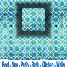 FATIMA BLUE DESIGN ACCENT TILE 4in X 4in, in Antique Looking Ceramic Tiles