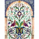 MOSAIC BABY PEACOCKS WALL MURAL 18in X 24in, in Antique Looking Ceramic Tile Wall Murals
