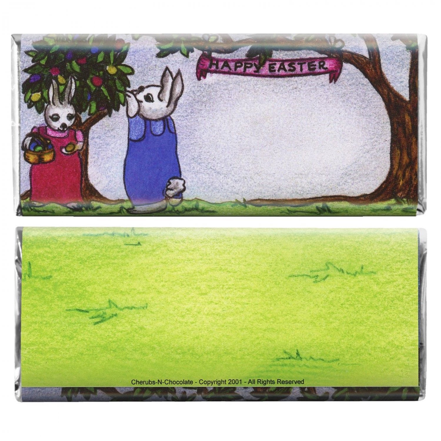 12 Easter Bunny Twins Hershey Candy Bar Wrappers Personalized Glossy Paper Favor
