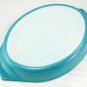 Pyrex Turquoise Oval Princess 1½ qt Casserole Dish Gold Color Scroll 945C Lid
