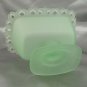 Pale Green Lace Edge Footed Pedestal Indiana Glass Candy Dish