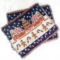 Gingerbread Man House & Candy Canes Placemats Woven Yarn w/ Fringed Border