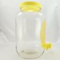 Vintage Sun Tea Gallon Yellow Jug Jar with Unique Faucet Knob Spout & Twist Lid