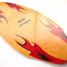 Morey SKIMMER Skimboard Natural Wood Red & Black Flame Pattern 39.25" x 19.25"