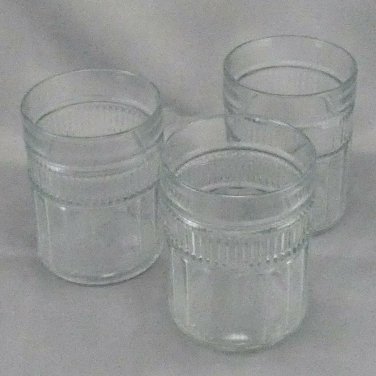 Anchor Hocking Vintage Art Deco Lowball Tumblers 8oz ~ Set of 3 ~ Made in USA