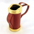 Miniature Heavy Brass & Leather Golf Bag Pen Pencil Desktop Keepsake Holder