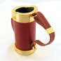 Miniature Heavy Brass & Leather Golf Bag Pen Pencil Desktop Keepsake Holder