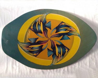 Michael Searle Angel Fish Skimboard Green Yellow Blue 30" x 20"