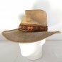 Vintage Lanning Suede Cowboy Hat w/ Embroidered Hatband Size Small ~ DISTRESSED