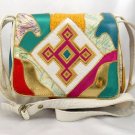 ANAS Vintage Shoulder Handbag Oriental Inspired Embroidered Silk Faux Reptile