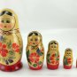 Russian Matryoshka Nesting Dolls 5 Piece 5&Acirc;&frac12;" Mother Floral APT Made in the USSR