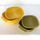 Vintage Tupperware Servalier Bowls Yellow 836 Avocado 840 w/ Lids