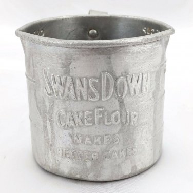 Swans Down Cake Flour Measuring Cup Vintage Lightweight Aluminum Promo w/ Handle
