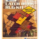 National Yarn Crafts Latch Hook Rug Kit Argyle Design 20"x27" Vintage Unopened