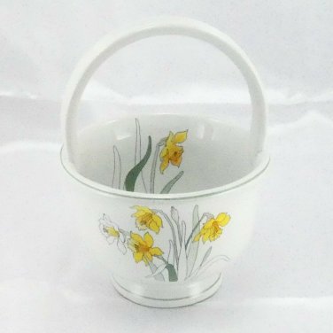 Block Bernarda Daffodil 6" Easter Basket Vintage 1983 Porcelain Handle Portugal