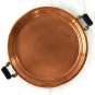 Vintage Solid Copper Serving Tray 14" Diameter w/ Brass & Wood Handles