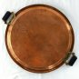 Vintage Solid Copper Serving Tray 14" Diameter w/ Brass & Wood Handles
