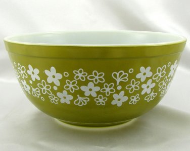 Pyrex 403 Avocado Bowl Spring Blossom Vintage 2.5 Qt Serving ~ Made in the USA
