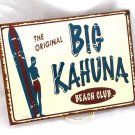The Original Big Kahuna Beach Club Sign Faux Vintage Tin Surfboard Sunset