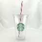 Starbucks Clear Iced Coffee Tumbler Insulated 16oz w/ Candy Cane Straw 2010