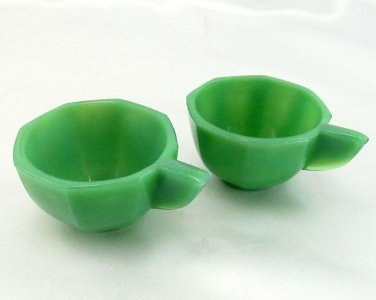 Vintage Miniature Jadeite Teacups Childs Set - Lot of 2