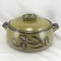 Stoneware Glazed Grain Stalk Bean Pot 9" x 4.5" Earth Tones Casserole Dish & Lid