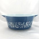 Pyrex 475 Colonial Mist Serving Bowl 2.5qt Blue Daisy Casserole Dish Made in USA