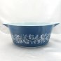Pyrex 475 Colonial Mist Serving Bowl 2.5qt Blue Daisy Casserole Dish Made in USA