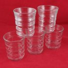 Jelly Jar Juice Tumblers Horizontal Ribbed Flare Top 8 oz Vintage Pressed Glass