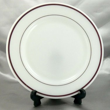 Pyrex Tableware 712 Dinner Plate Milk Glass Maroon Stripe 9&Acirc;&frac14;" ~ Made in the USA