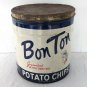 BonTon Potato Chips 3lb Tin Round 12" x 13.5" Tall Vintage