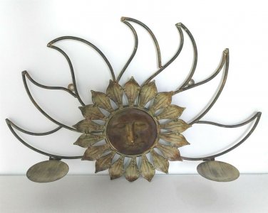Sunburst Candle Sconce Wall Mount Hanging Bronze Green Patina Metal 25&Acirc;&frac12;" x 16&Acirc;&frac12;"