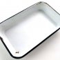 Vintage Enamelware White w/ Black Trim Heavy Steel Pan VERY DISTRESSED