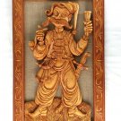 Vintage Vinnitsa Ukraine Ornate Wooden Relief Carving Man with Sword Pipe Goblet