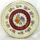 Daher Decorated Ware Tin Serving Tray Vintage 12½" Floral w/ Gold Tone Filigree