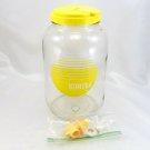 Vintage Sun Tea Gallon Yellow Jug Jar Pitcher Dispenser Flip Lid & Push Spout