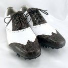 FootJoy Ladies LoPro Golf Shoes Wing Tip Upper White / Brown Reptile Print Sz 9M