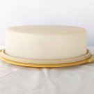 Tupperware Pie Keeper Tote Harvest Gold Tray & Handle w/ Sheer Lid 2 Piece Set