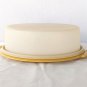 Tupperware Pie Keeper Tote Harvest Gold Tray & Handle w/ Sheer Lid 2 Piece Set