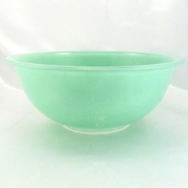 Pyrex 325 Serving Bowl Mint Green Extended Rim Clear Bottom ~ VERY DISTRESSED