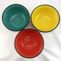 Nancy Green Salsa Dip Bowls Rainbow Stripes Ceramic Serving Mixing ~ Lot of 3