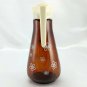 Anchor Hocking Amber Glass Syrup Pitcher w/ White Floral Daisies & Hinged Lid