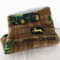 John Deere Lightweight Fleece Throw Brown Green Yellow 56" x 36"