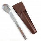 Boy Scout Utensil Set Stainless Knife Fork Spoon w/ Embossed Logo Vinyl Pouch