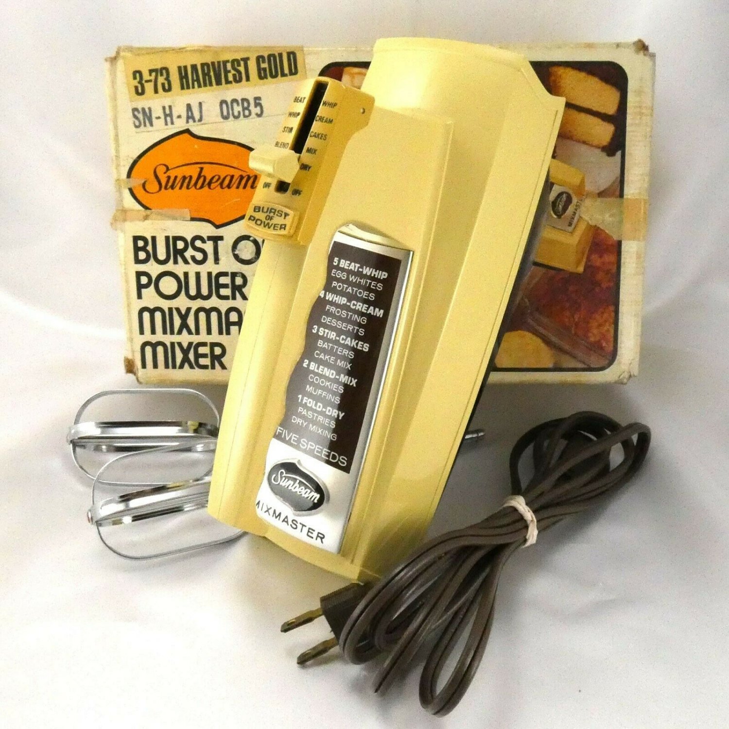 Sunbeam Mixmaster Burst of Power Hand Mixer 373 Vintage 5 Speed Made