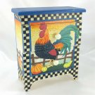 Rooster at Harvest Sunrise Wooden Trinket Spice Box w/ Double Drawers & Knobs