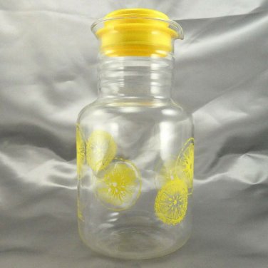 Pyrex 3250 Carafe Yellow Lemon Slices 2qt Vintage Pitcher Decanter ~ EUC